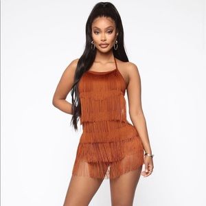 Party crasher copper fringe romper